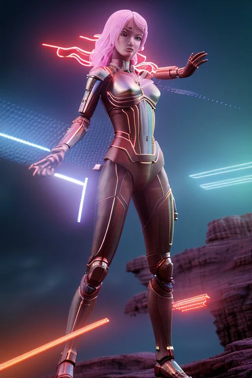 (masterpiece, best quality, highres:1.2), (intricate and beautiful:1.2), (detailed light:1.2), (colorful, front angle), up close futuristic matrix hologram , it's in the form of a 3D statue, emerged in the air, part of the hologram is a stunning anime female, dynamic action pose, emo, goth and dark theme, tight red dress(abstract art gallery background:1.3), (cinematic), ultra realistic kawai, mysterious look