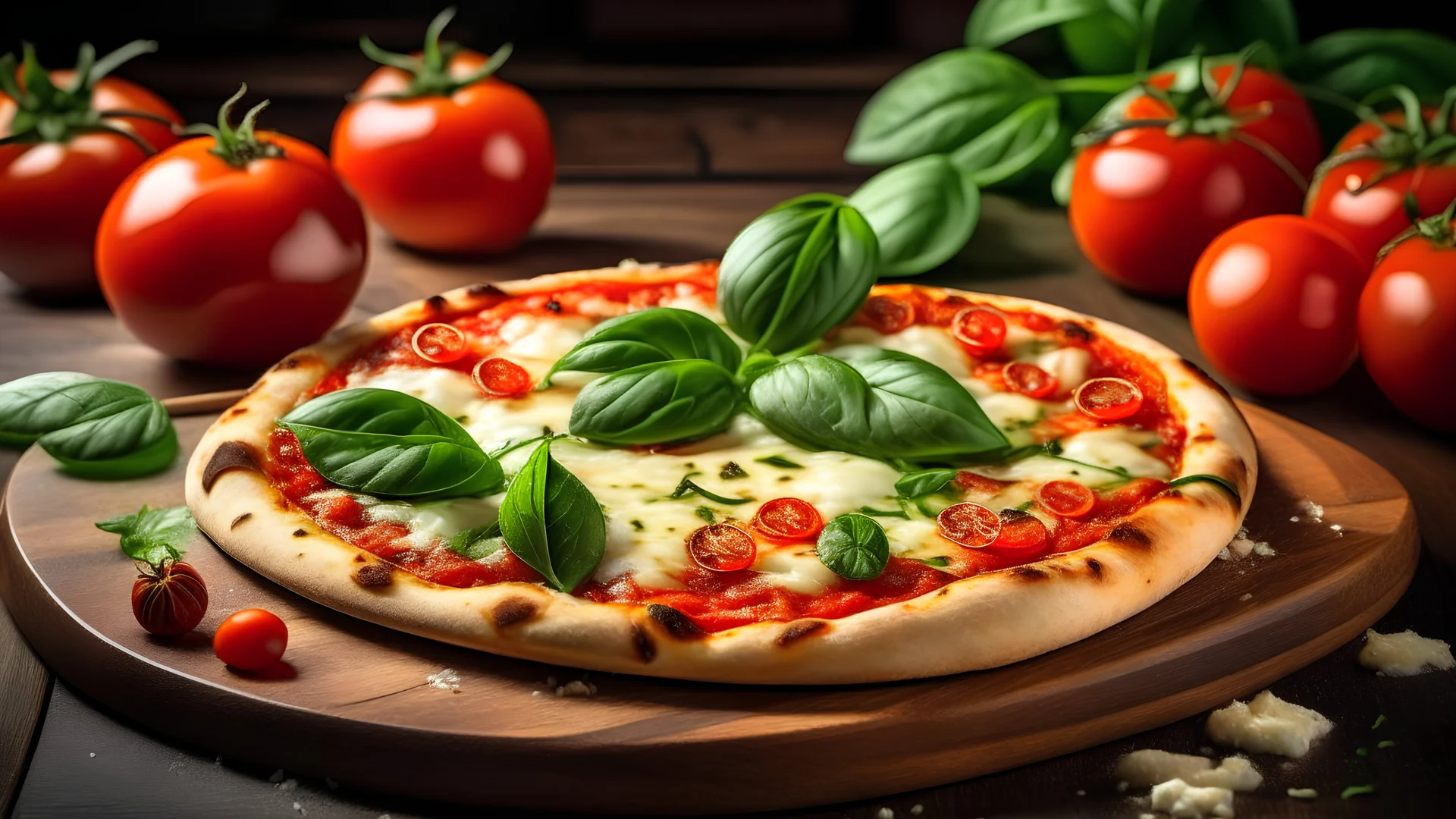 Margherita traditional Italian pizza with melted mozzarella cheese, tomato and fresh basil. Restaurant, pizzeria, food photo, menu concept