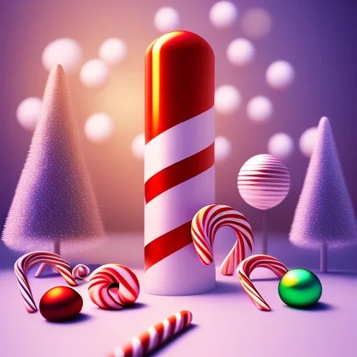 Kodak portra 4 0 0, candy cane,bokeh, utra realistic, ultra detailed 3d renderer, masterpiece, sharp focus,volumetric lighting, ultra photoreal, lens macro,hypermaximalist, unreal engine, HDR, UHD, 64K --v 4