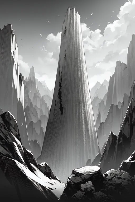 A meadow ends on a cliff., greyscale