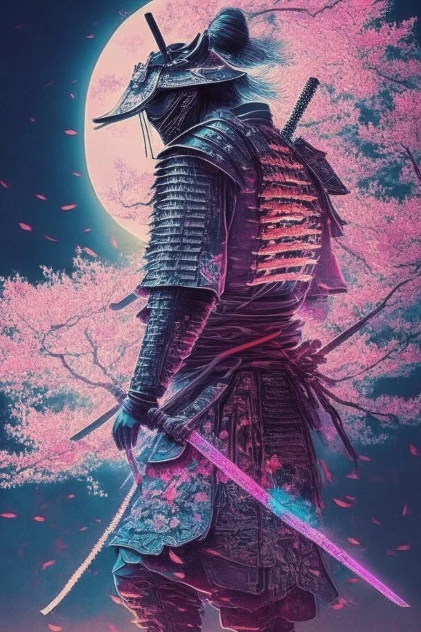 Mystical samurai emitting an aura