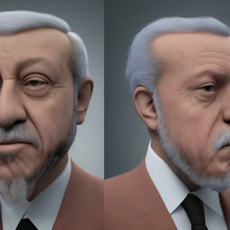 Recep Tayyip Erdogan has a beard like Papa Smurf and is cheerful with Marilyn Monroe.