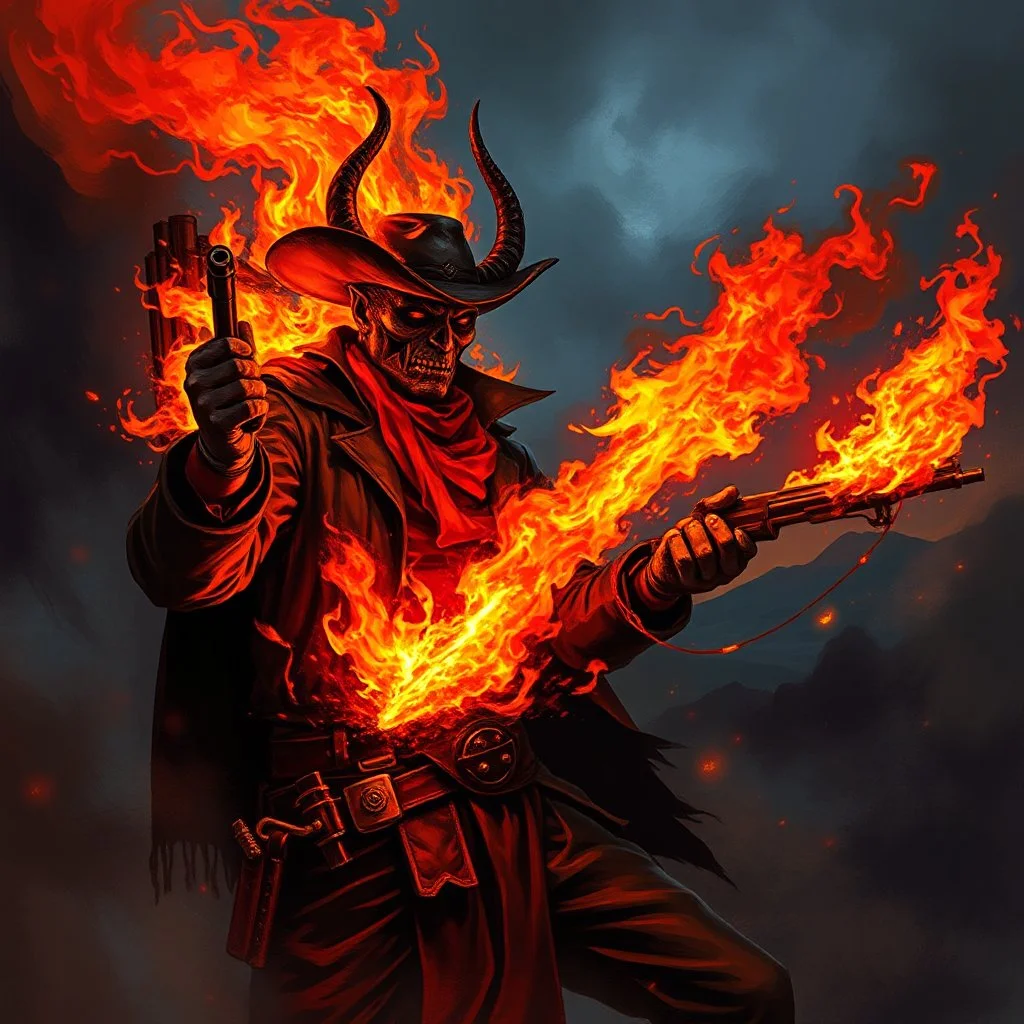 blaze the pyromaniac devil wild west bandit fantasy art