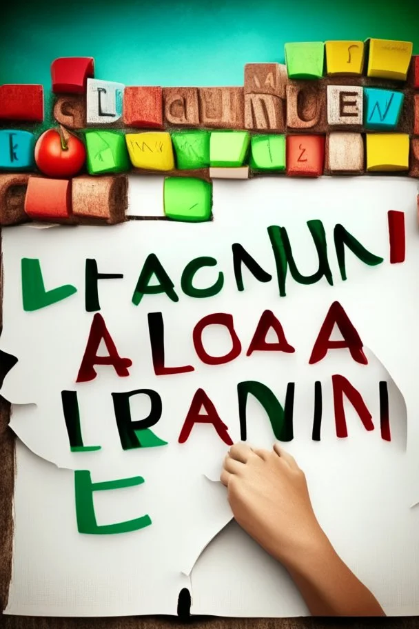 Imparare l'italiano. Gli studenti imparano la lingua sullo sfondo dell'alfabeto italiano