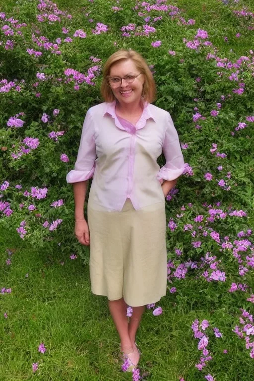 Portrait lady, full body shot, full-color long shot Upper Middle Class New England WASP Mom