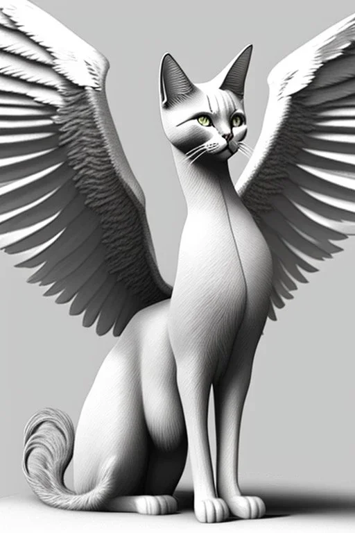 One single mature cat, angel, huge wings,standing, wearing clothes, Vienna, friendly, sunny day, model style, hyper realistic, extremely accurate, delicate, extremely detailed, Graphic novel style, wide-angle, open aperture, superfine pencil