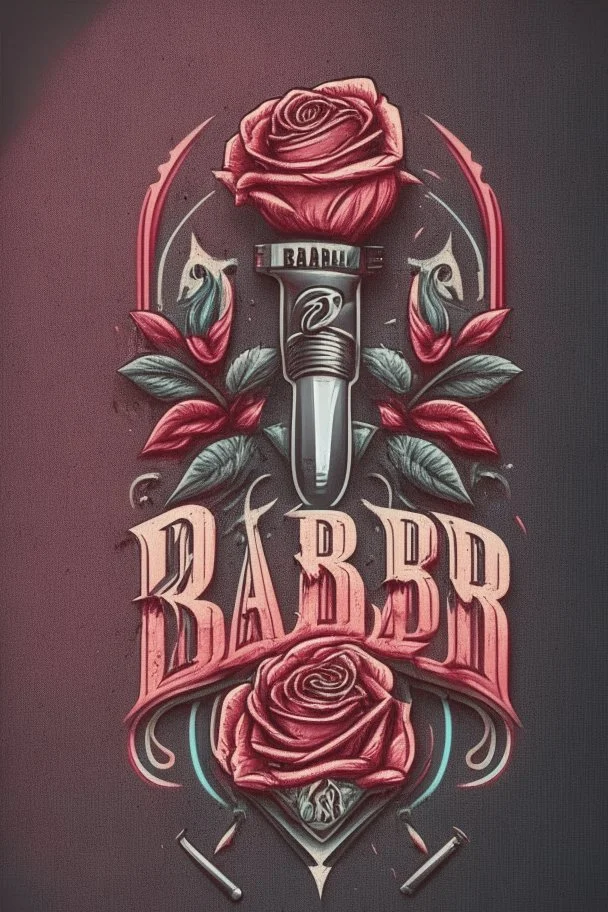 rose mit rasiermesser, haarschneidemaschine und diamant über schriftzug,firmenlogo für friseur barber, name soll SAMO THE BARBER sein, high quality, logo, graffitidesign, parallel