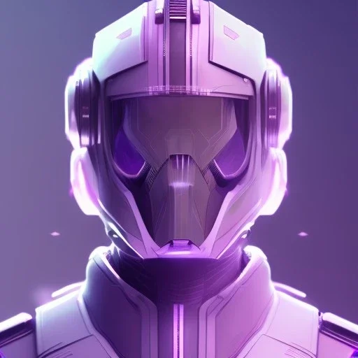 Handsome guy face, Sci-fi character, purple backlight, pink and purple, scifi suit, profile, purple background