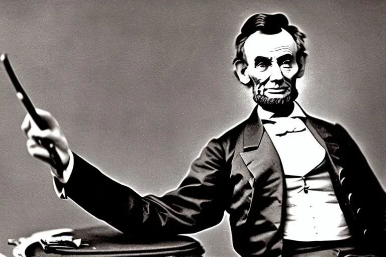 Abraham lincoln Singing and playing electric guitar