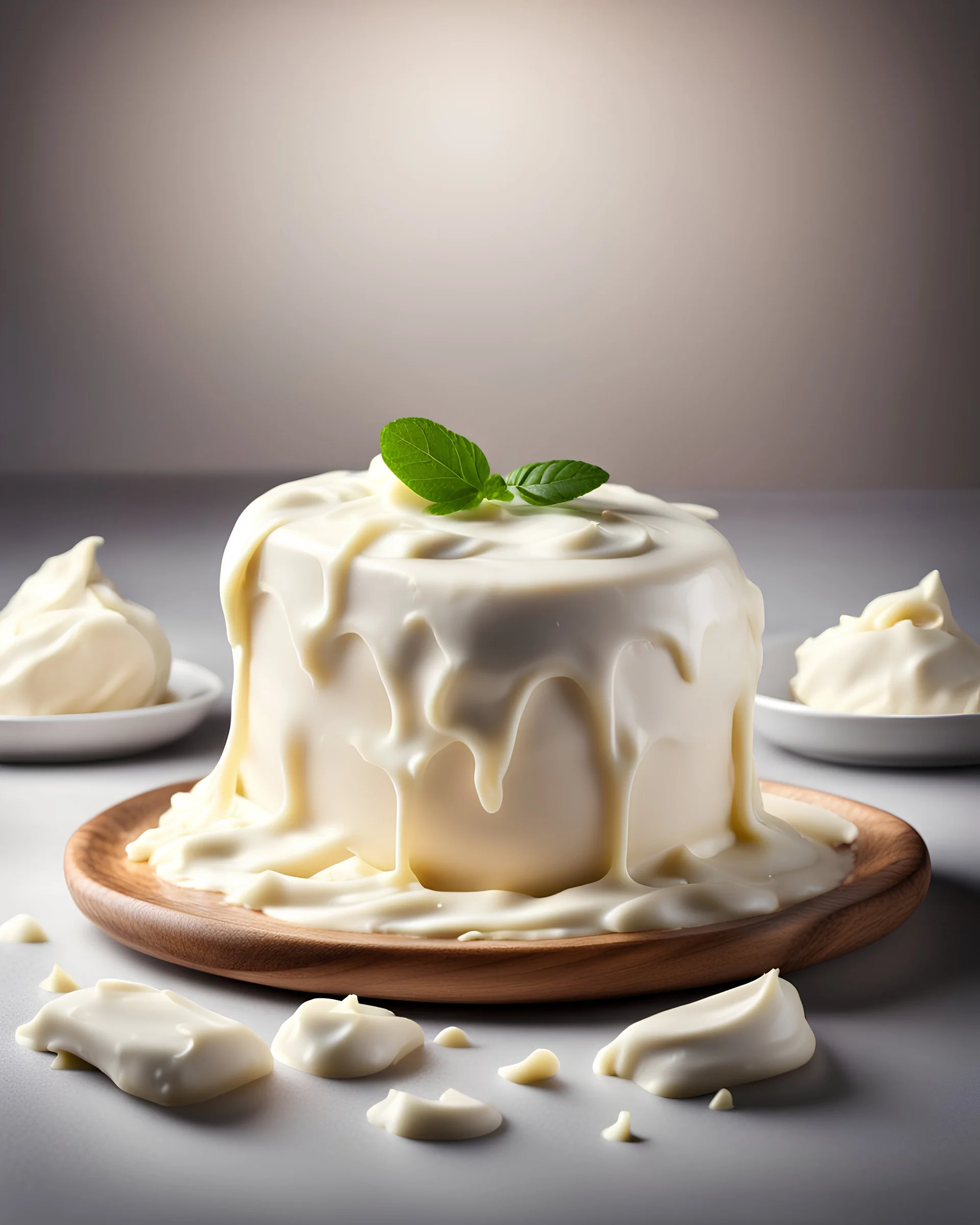 creamy Mascarpone Cheese. Photography. Realistic photo. HD. Glowing. 3d style