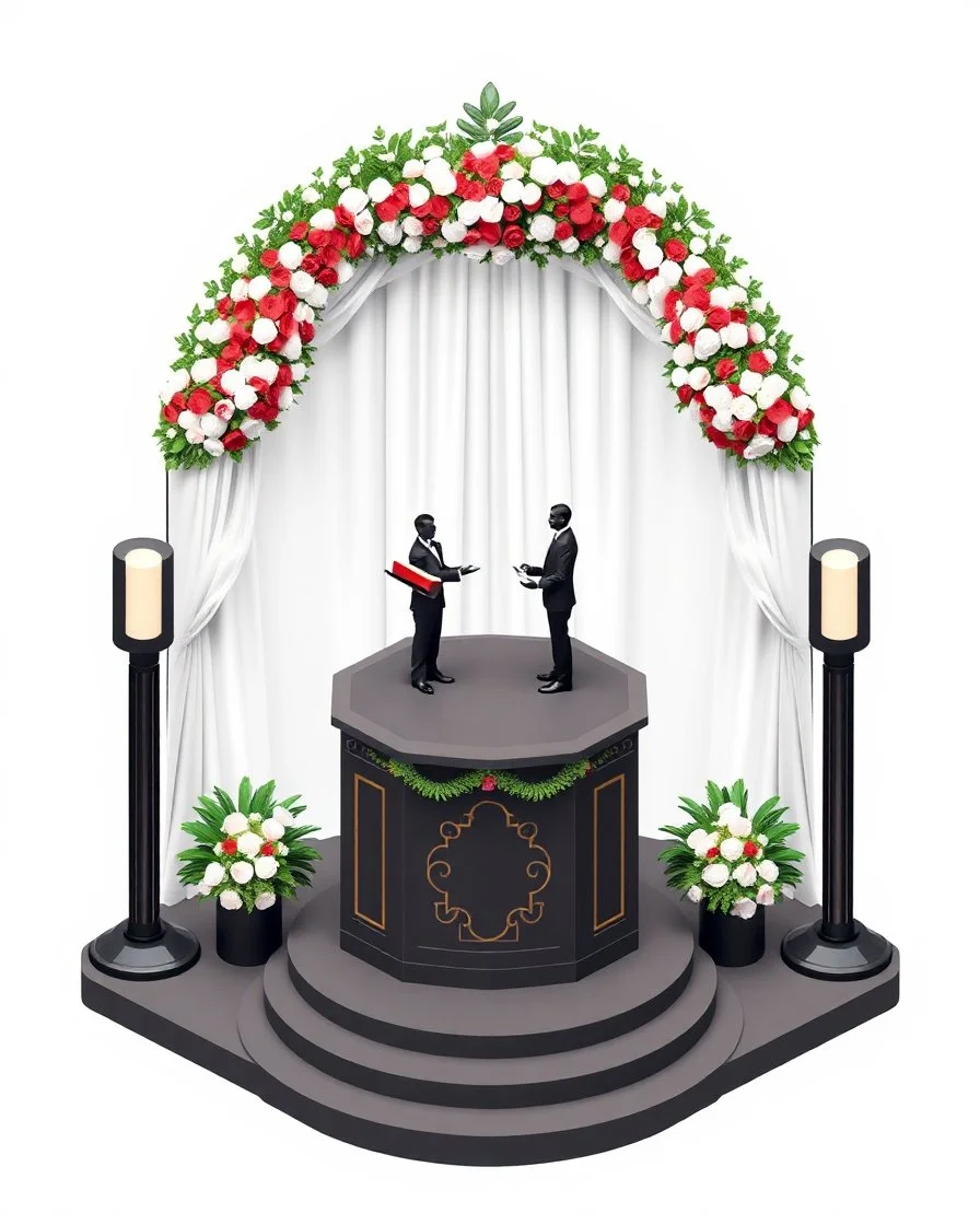 a wedding podium, isometric