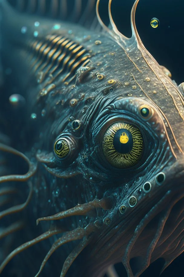 half fish half alien ,cinematic, realistic, intricate details, photorealistic, octane render, 8k, artstation