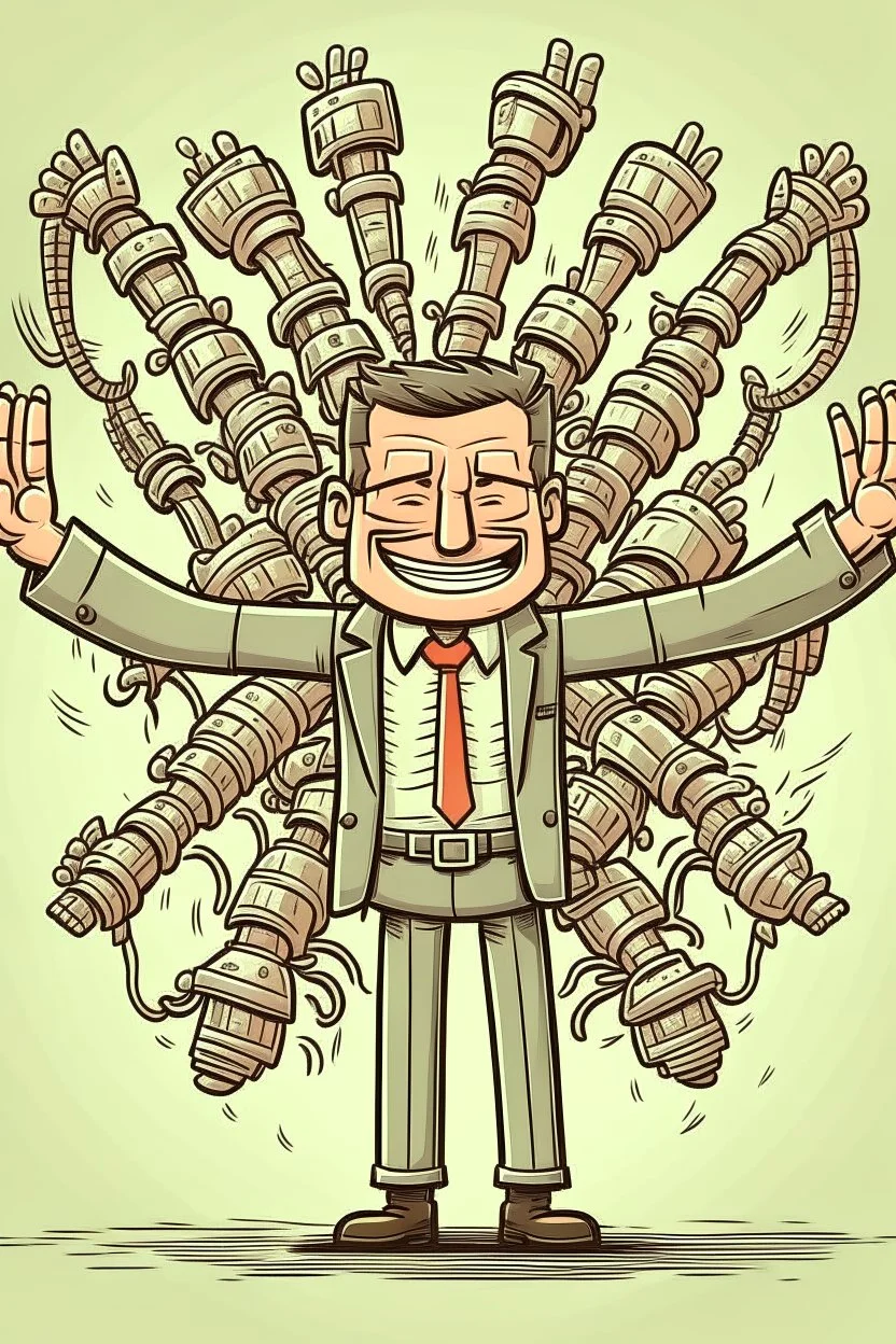 a happy boss with many arms