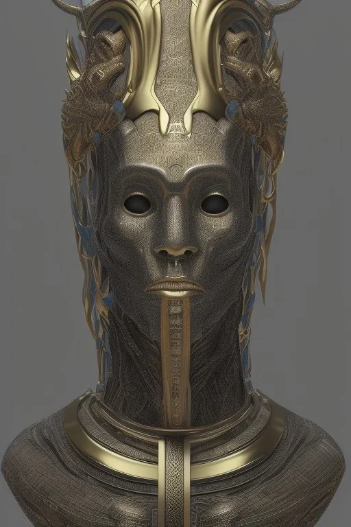 Anunnaki black male African Egyptian alien, cracks in the voodoo head, wicked, eyes, Elephant, 8k, finely detailed, photo realistic, tiger turquoise skull head gold dragon helmet space alien silver surfer skeleton gold olmec silver crown silver eyes