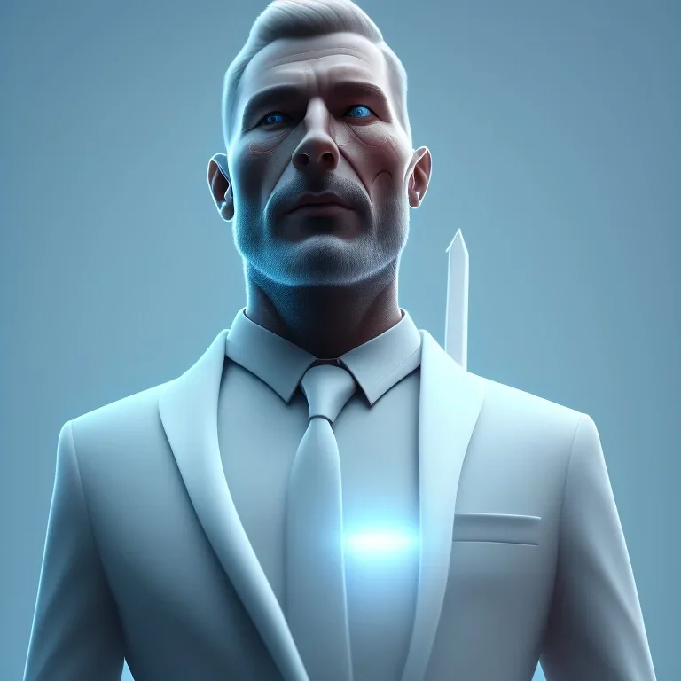 isometric clean art of a man,warrior suit, soft lighting, soft pastel gradients, high definition, blender 3d