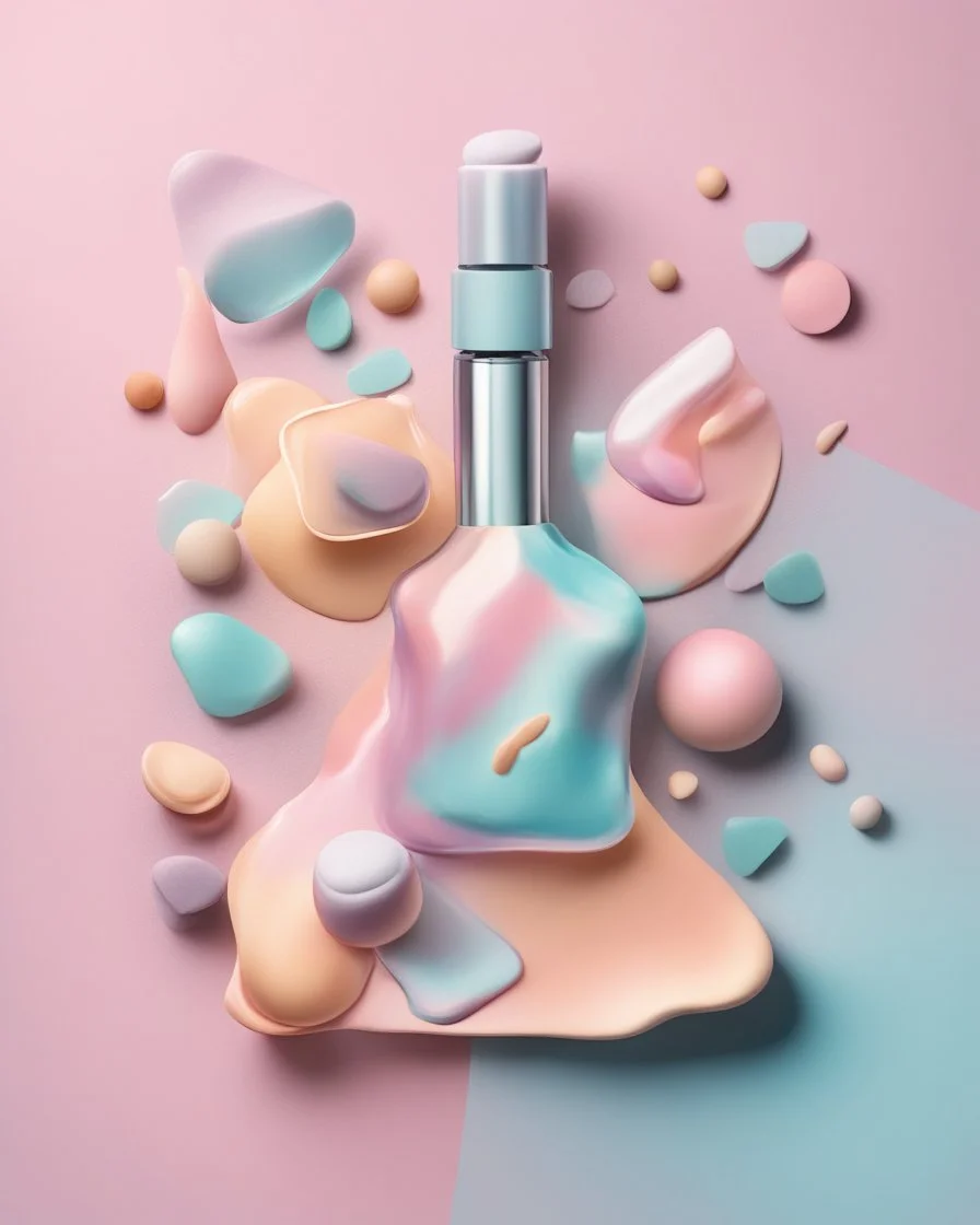 abstract cosmetic dab and shapes in pastel colors