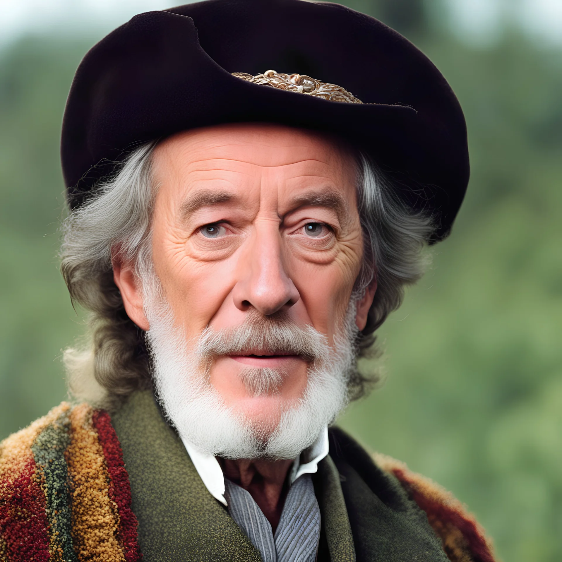 aquarelle by Moebius: The actor Jean Rochefort playing Tom Bombadil.