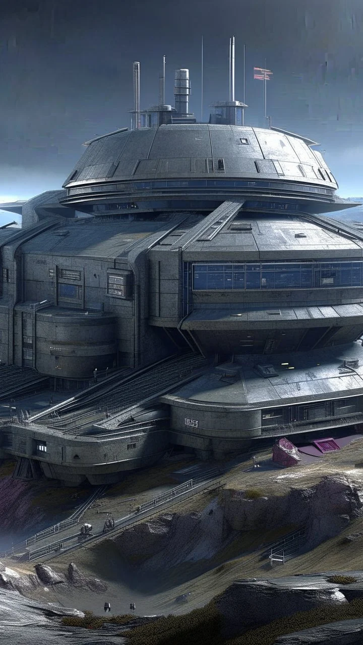 An abandoned castle from the future, asteroid mining construction