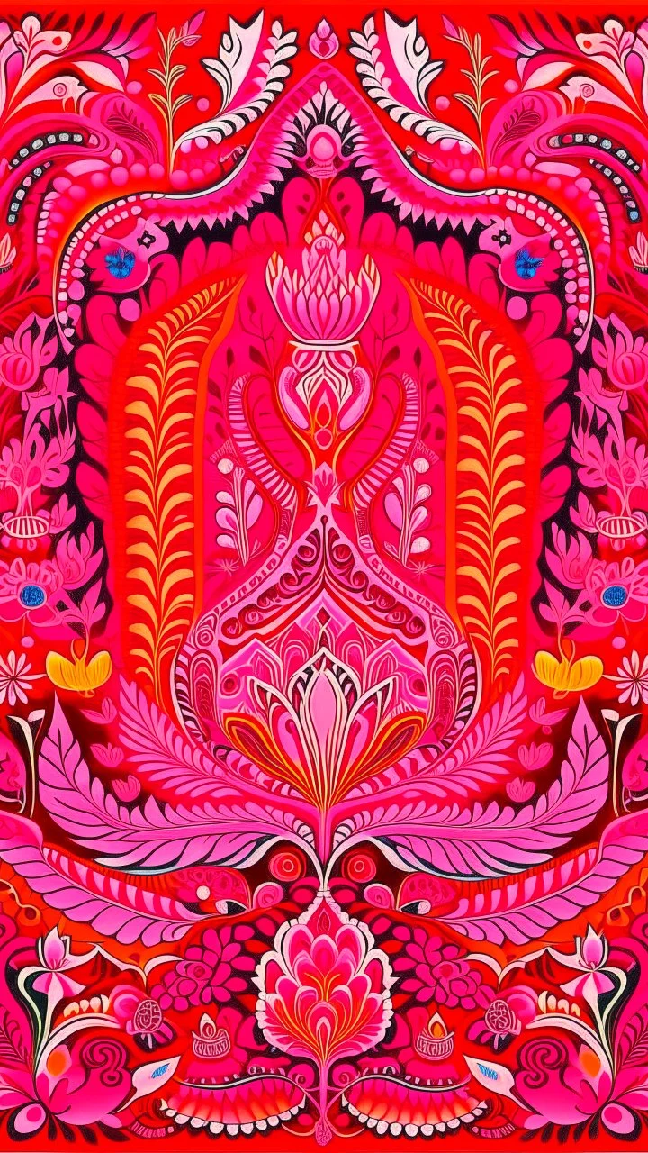 A pink fiery realm designed in Kuna Molas