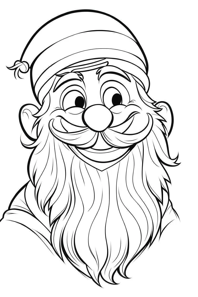 coloring page for kids, Santa happy, cartoon style, thick outline, low details, no shading, no color