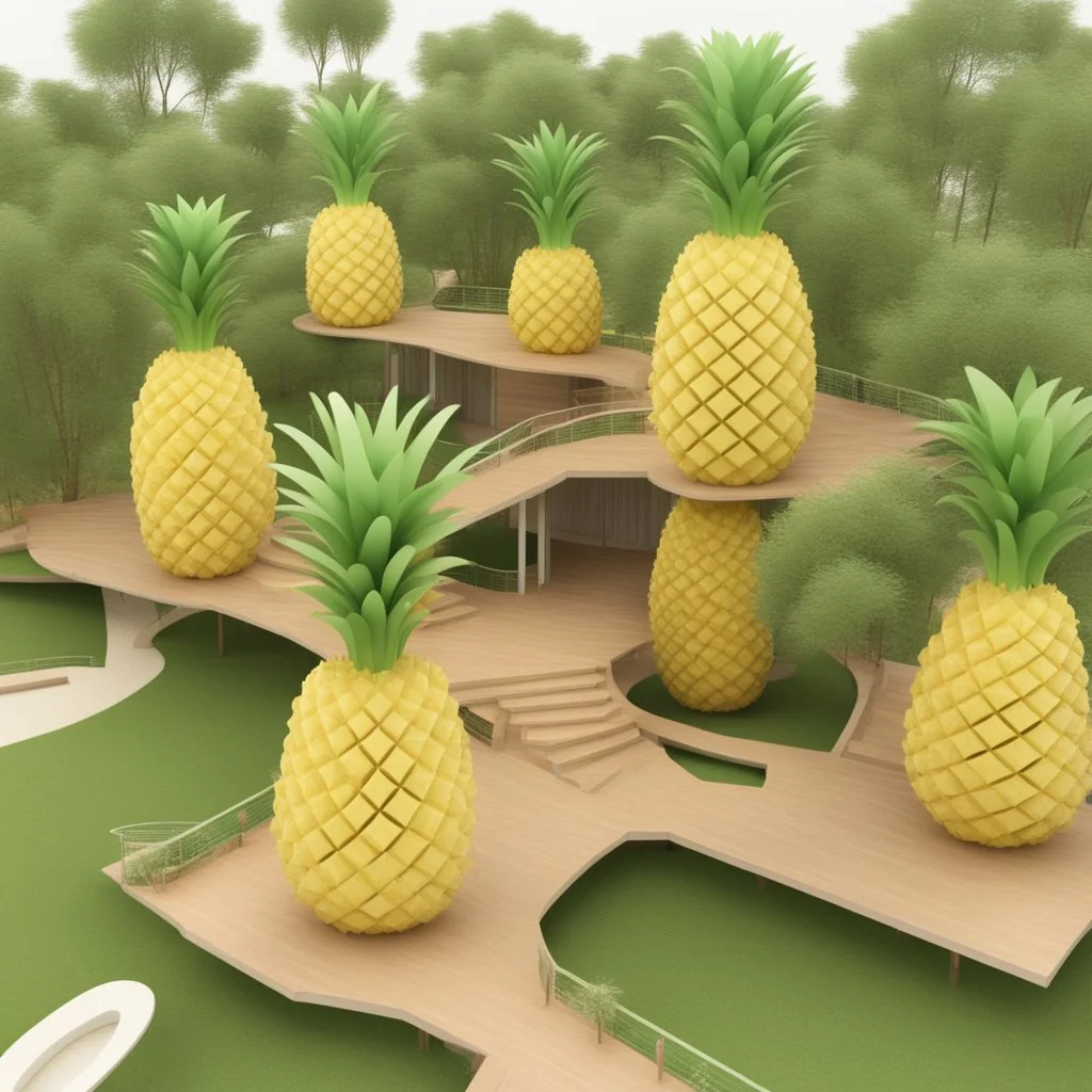 A tourist resort in the shape of a pineapple "interior design"