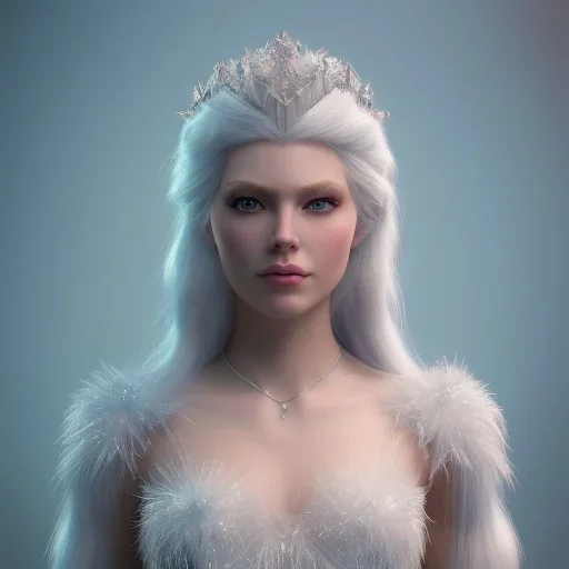 A portrait of a crystalised snow queen, atmospheric,fantasy, realistic, unreal engine 5, cinematic lighting, octane render.