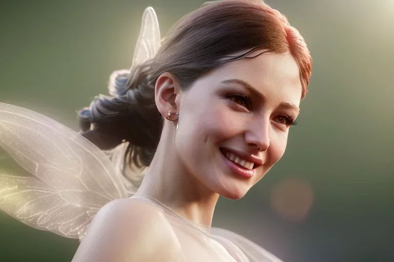 beautiful fairy very etheric, nice smiling, magic glamour make up, delicate colors, transparent wings, beautiful glamour transparent dress, ultra sharp focus, 8k, unreal engine 5, extremely sharp detail, light effect, soft light atmosphere, smooth, full of details, face in front, complete vision of face and hair