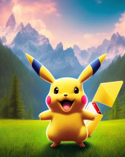 Pikachu, highly detailed, hyper-detailed, beautifully color-coded, insane details, intricate details, beautifully color graded, Cinematic, Color Grading, Editorial Photography, Depth of Field, DOF, Tilt Blur, White Balance, 32k, Super-Resolution, Megapixel, ProPhoto RGB, VR, Half rear Lighting, Backlight, non photorealistic rendering