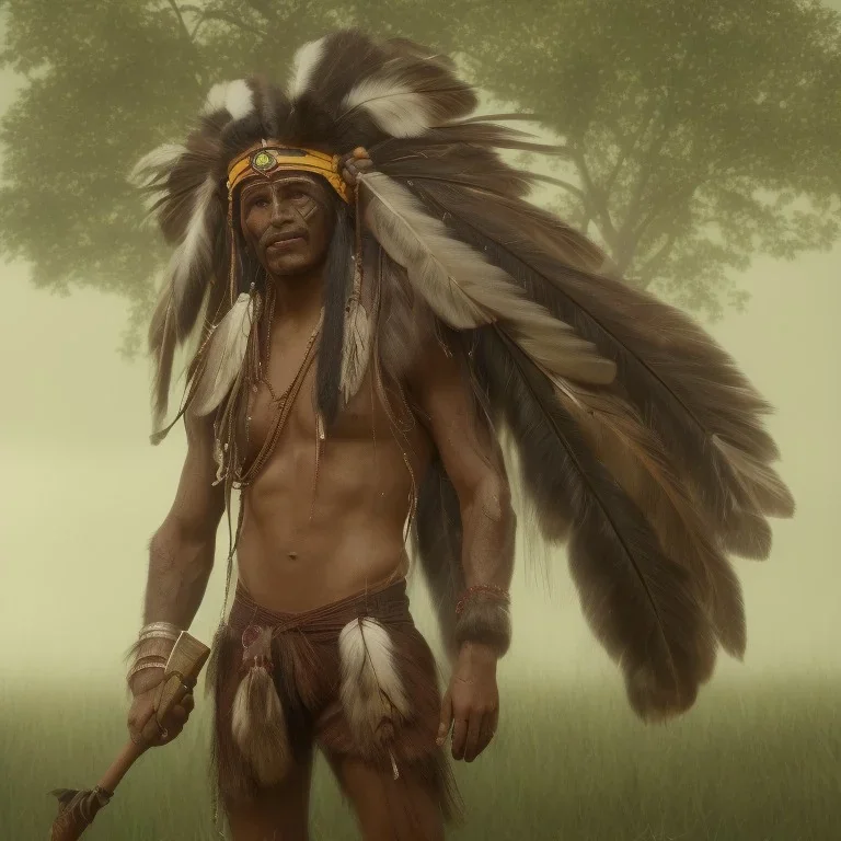 handsome Brazilian indian spirit protector of the forests