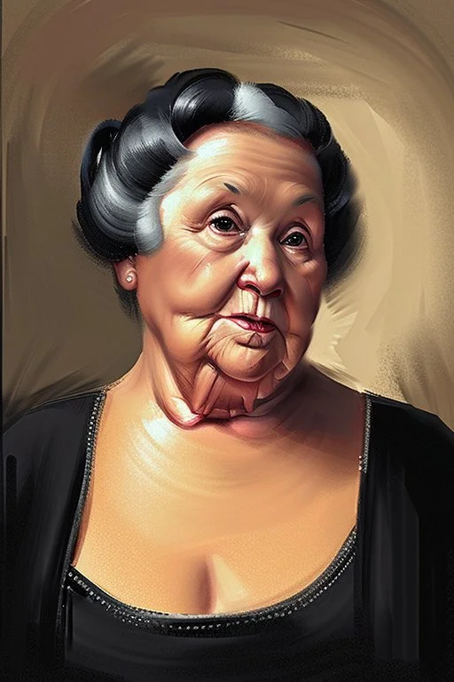 rich old woman with some fat, attractive portrait