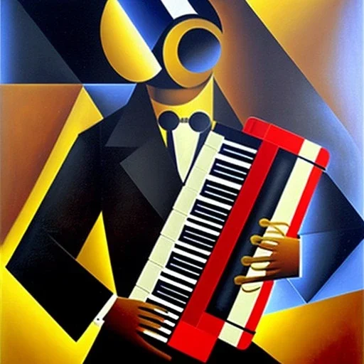 Georges braque Cubist painting of a monkey playing a accordion