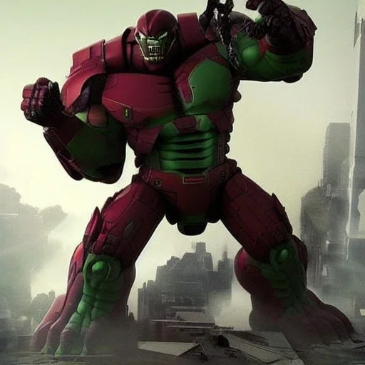 hybrid of hulkbuster and Godzilla and xenomorph