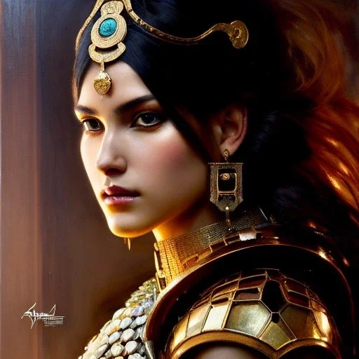 portrait beautifull face girl medieval metal armor balanciaga fashion clothe painting by gaston bussiere, greg rutkowski, yoji shinkawa, yoshitaka amano, tsutomu nihei, donato giancola, tim hildebrandt, oil on canvas, trending on artstation, featured on pixiv, cinematic composition, extreme detail