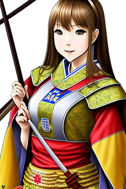 Photorealistic Yui Hatano dressed as a samurai