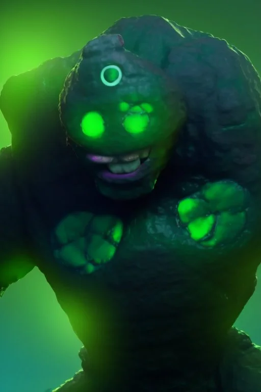 mutated green stone golem with a red tumor