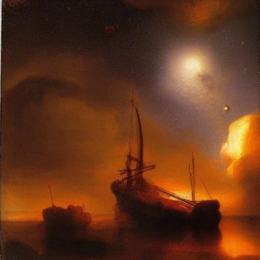 Rembrandt, stars, planets, ships