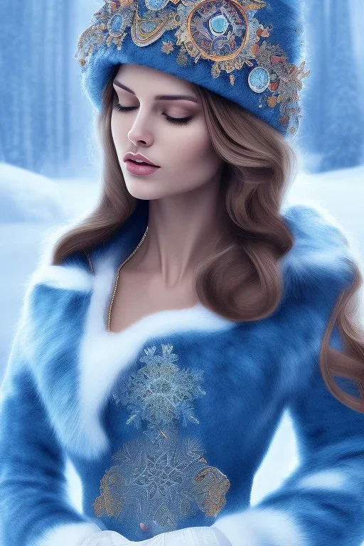 Wintertime Wonderland a Beautiful woman Hyperrealistic Digital Graphic in the Style of Jennifer Healy