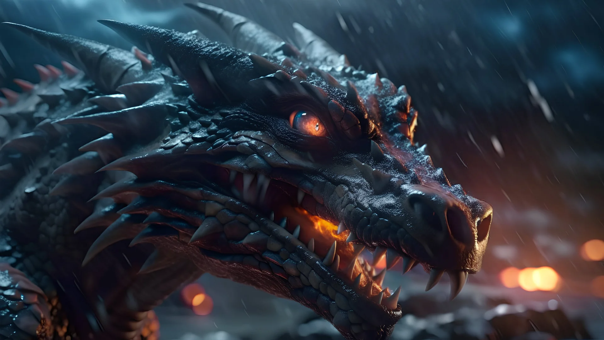 fierce dragon in a thunderstorm, intricately detailed face, Professional photography, bokeh, a breathtaking background cinematic side light, medium shot, shot on dslr 64 megapixels sharp focus, canon lens, Hyperrealistic, concept art, 16k resolution