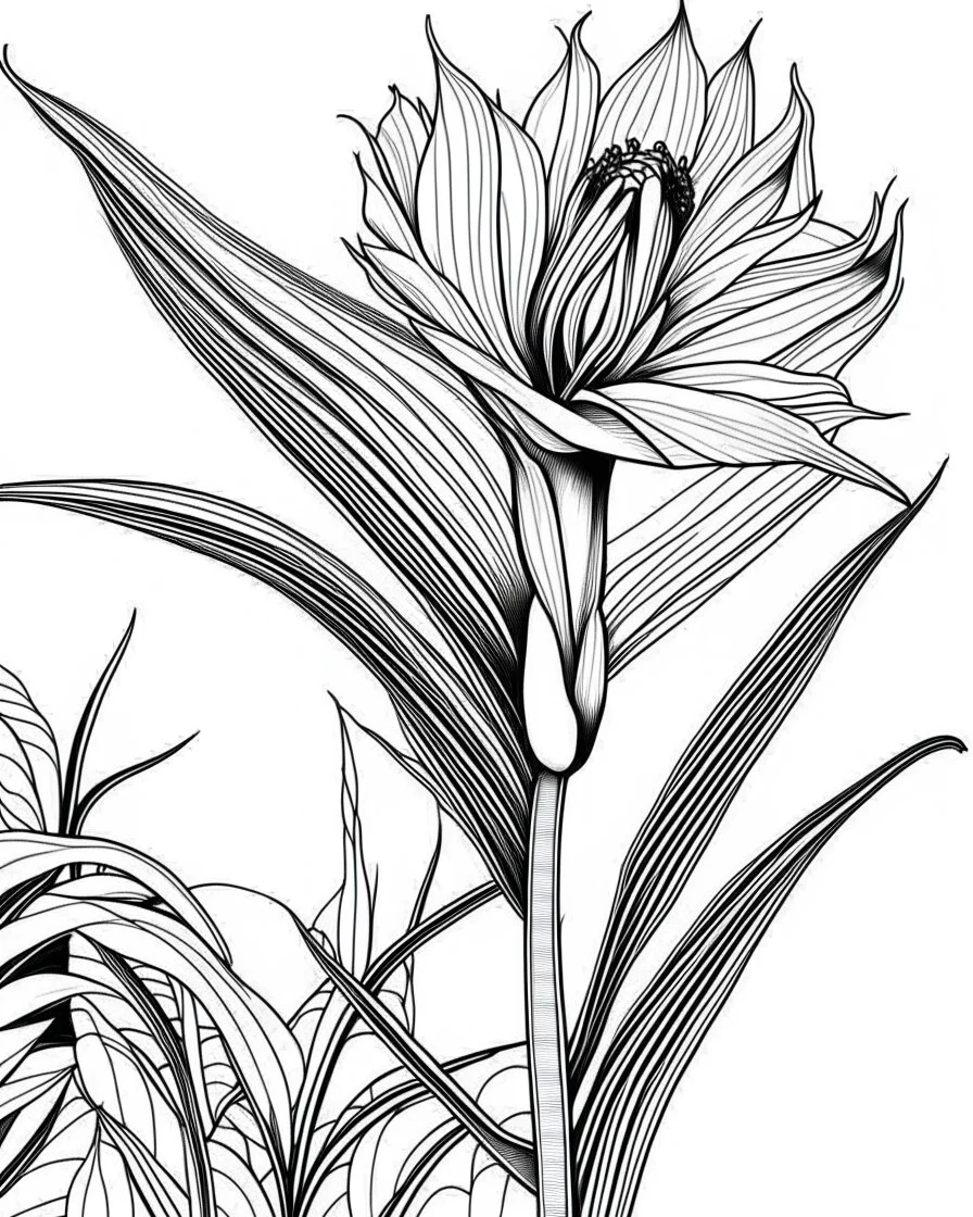 real massive Bird of Paradise flower coloring page