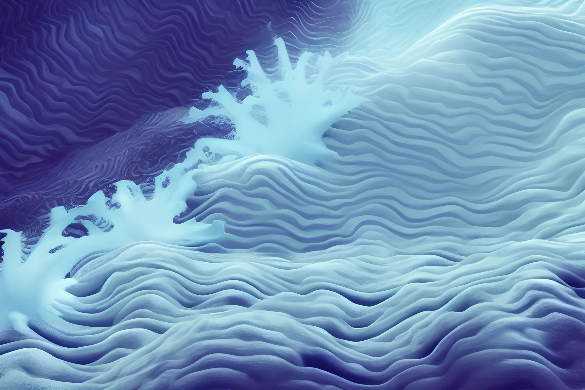 bizarre random fractal landscape or fractal ocean waves, foam, organic, waterspout, twister, beautiful, intricate, houdini render, raytracing, 8k, artistic