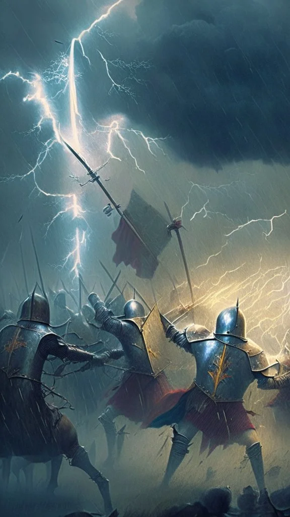 lightning against an army medieval