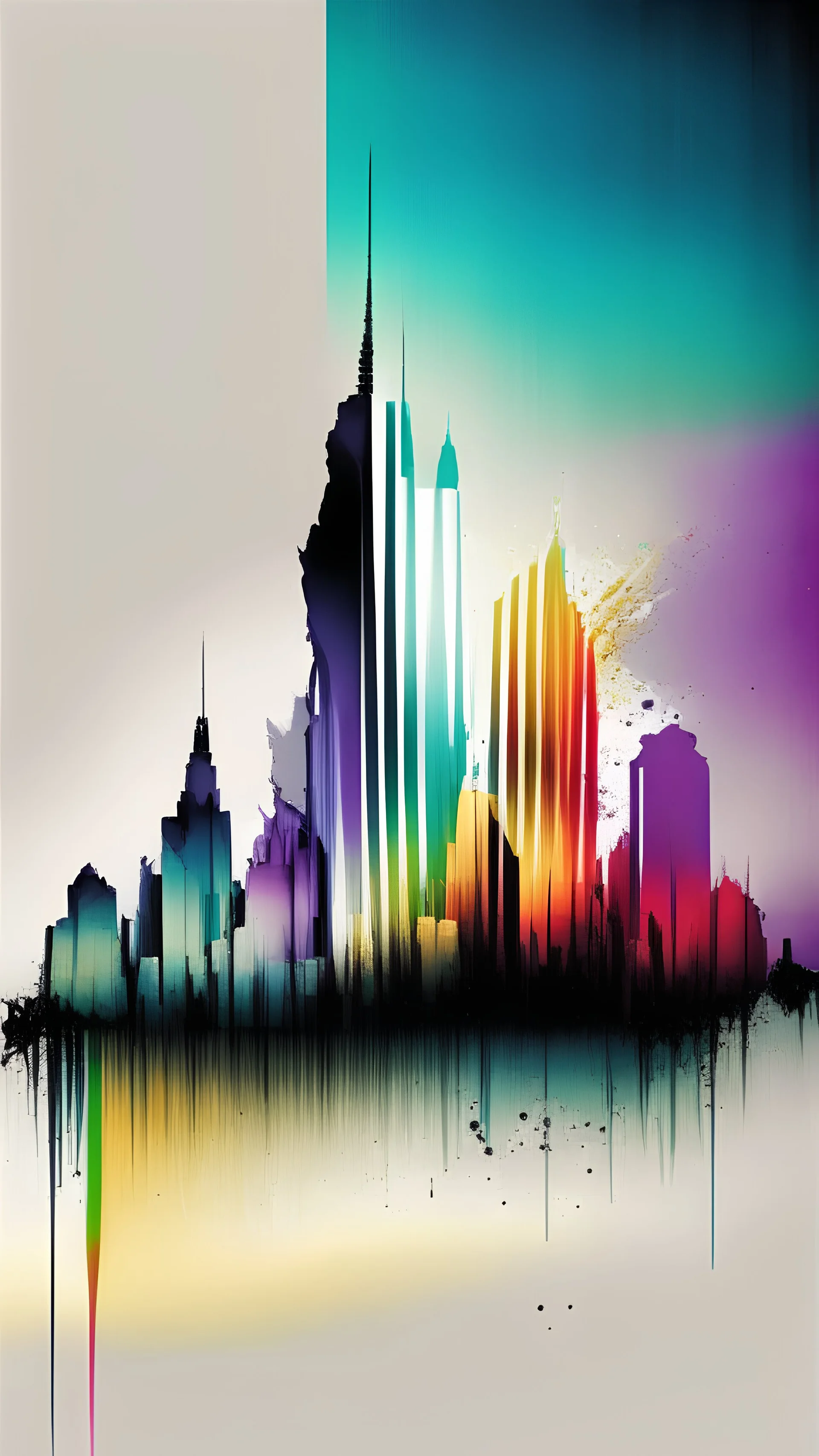 Skyline rainbow brushstroke abstract