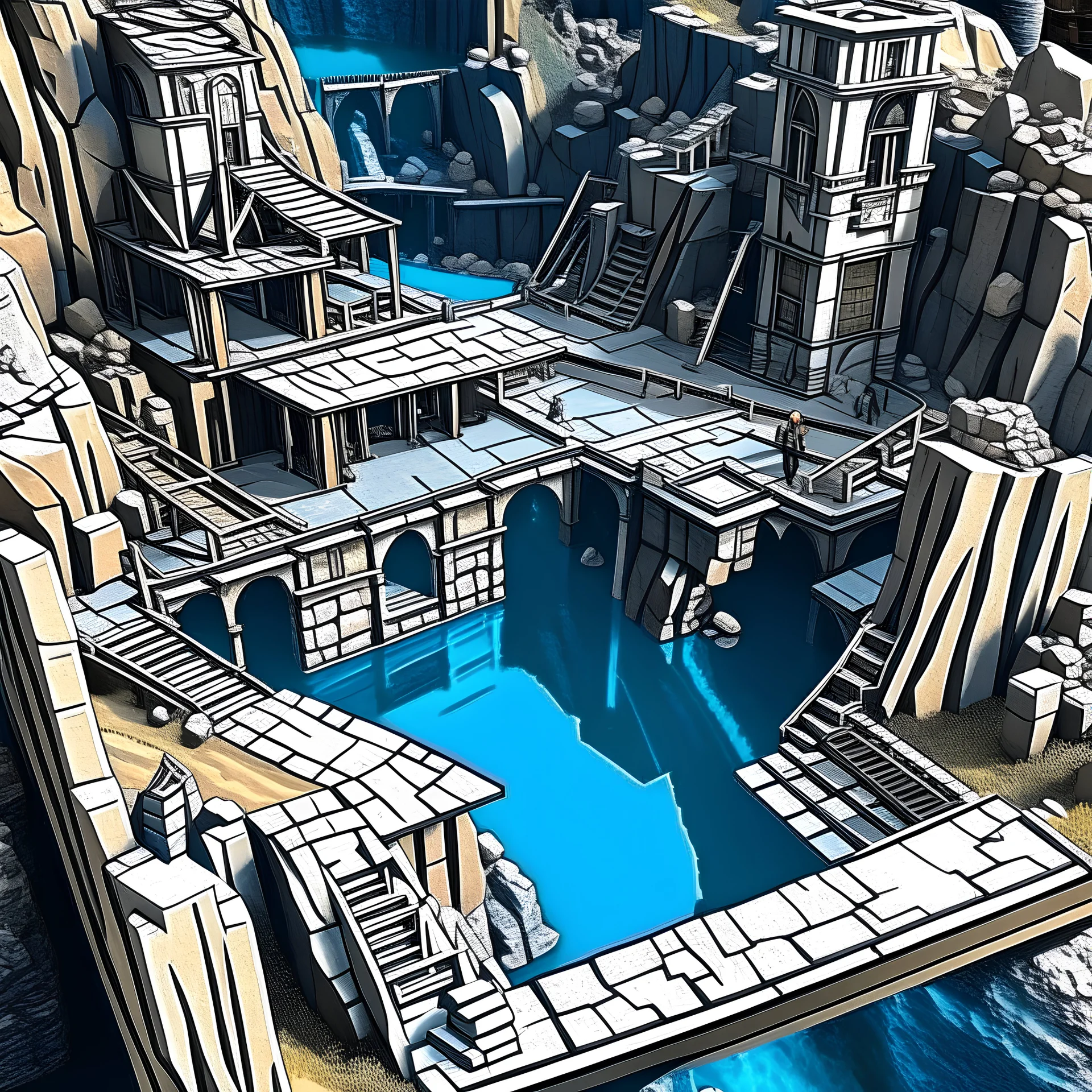 A picture of an old medieval quarry for a card game