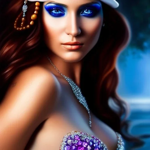 Ultra detailed fullbody Portrait in oil on canvas of beautiful pirate woman,extremely detailed digital painting,ultrarealistic skin,intense stare, extremely detailed face, crystal clear eyes, mystical colors ,perfectly centered image, perfect composition, rim light, beautiful lighting,masterpiece ,8k, stunning scene, raytracing, anatomically correct, in the style of uncannyknack and Ohrai Noriyoshi and robert e howard and Steve Jung and Wizyakuza.