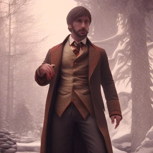 Full body, 3d render, Harry Potter 1800's men style, 1800's hair style, 1800's men clothes style, hyper realistic, octane render, unreal engine 5, 8k, palace background, uhd