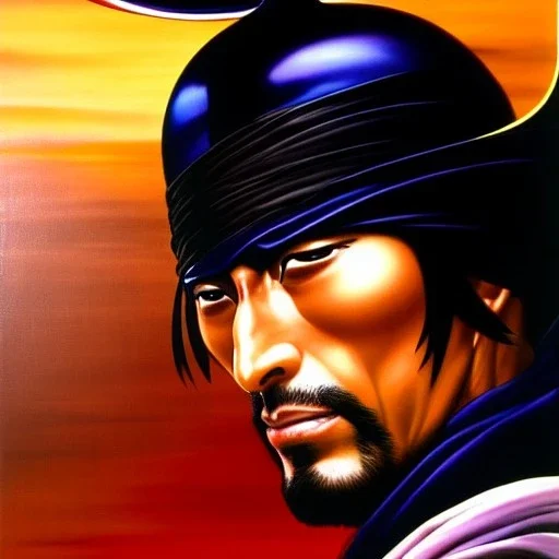 portrait of 'Jubei Kibagami-Ninja Scroll',painting by Earl Norem, simon Bisley, evan lee, 86-86, oil on canvas, cinematic composition, extreme detail,fit full head inside picture,8k