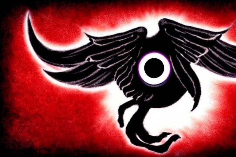 wings, freaky crazy evil eye with wings, laughing, flying, satan wings, dark, terror, horror