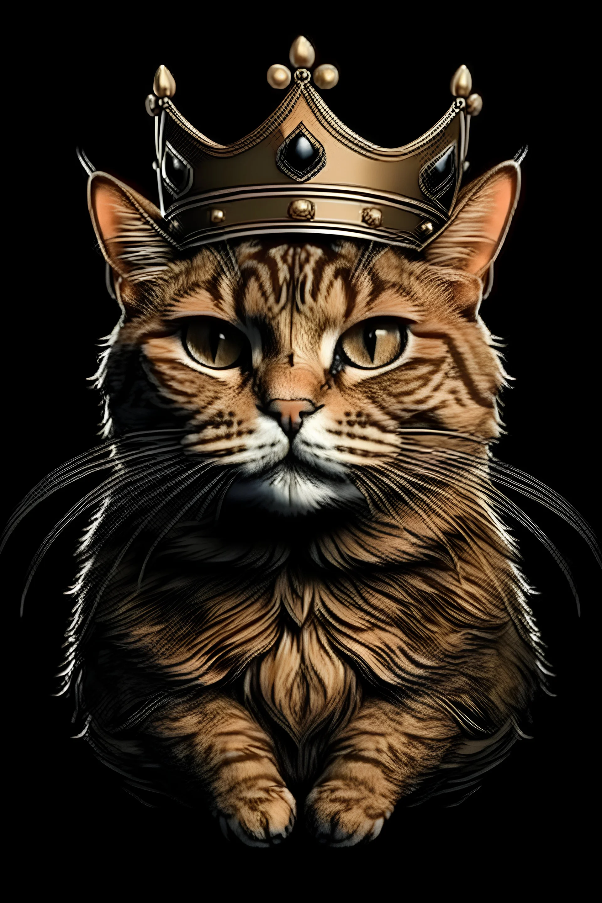 Realistic cat with a crown on the head