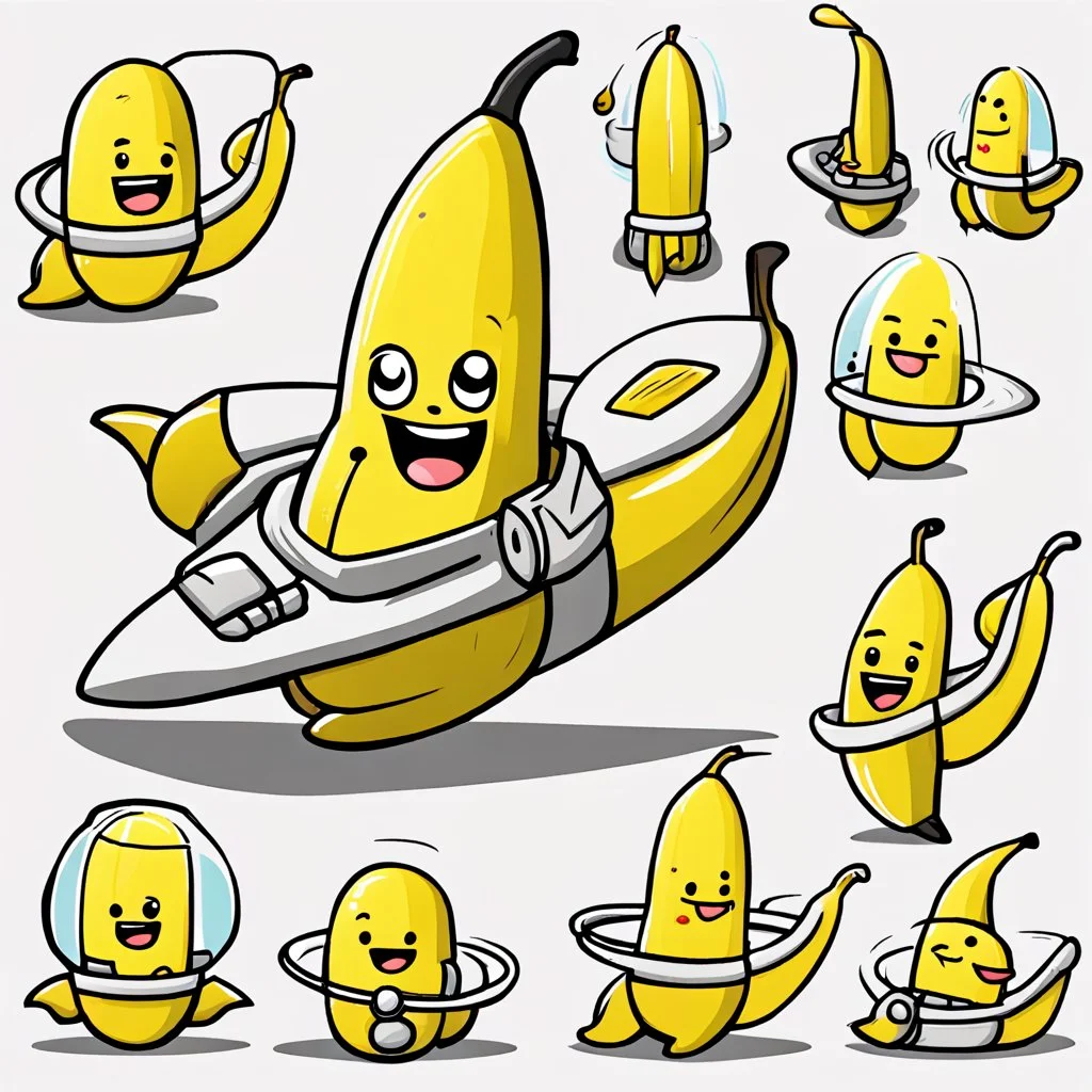 draw cartoon banana as starship