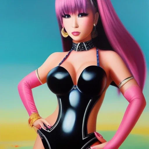 Full body portrait, painting, medium shot lady BandoGyaru